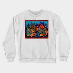 Folk Art Fairytale Village Crewneck Sweatshirt